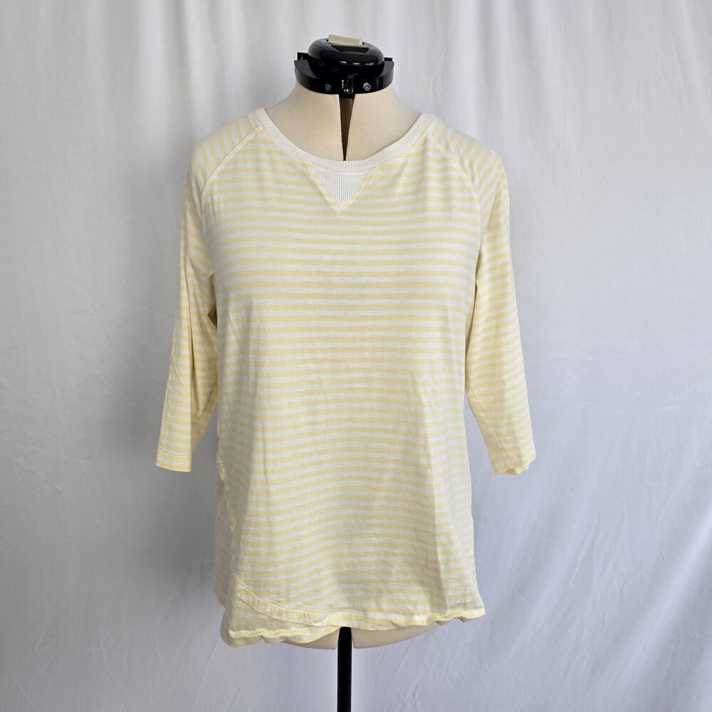 CJ Banks Striped Shirt Women's 1X Yellow & White Long Sleeve